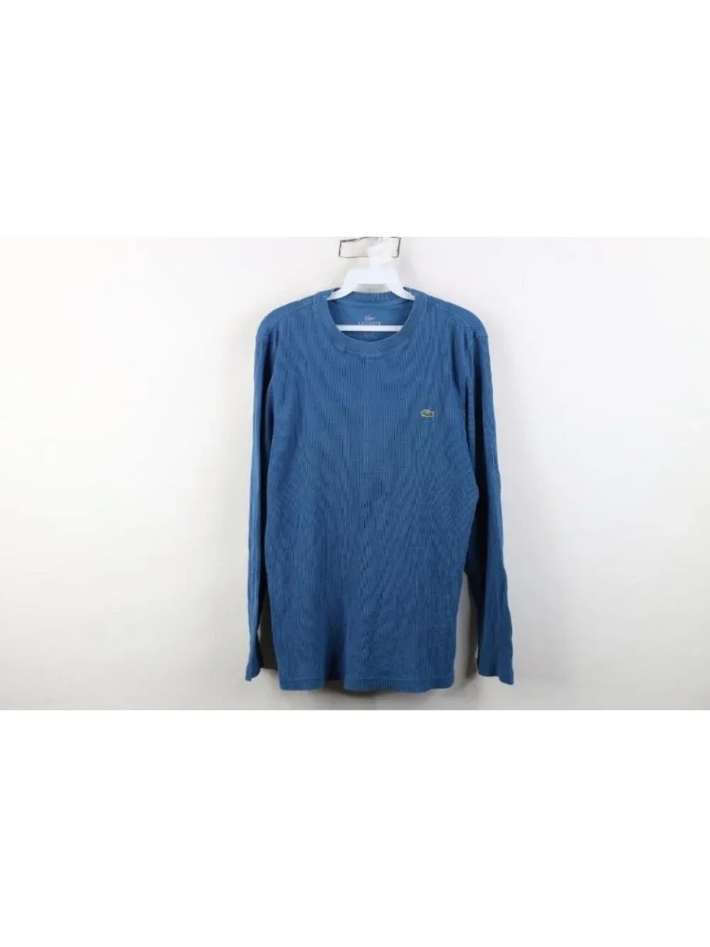 Vtg Y2K Lacoste Mens Medium Croc Logo Thermal Waffle Knit Long Sleeve T-Shirt